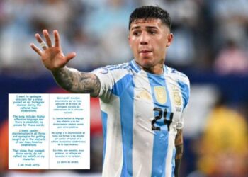 Enzo Fernández se disculpa por cantos tras victoria de Argentina en Copa América