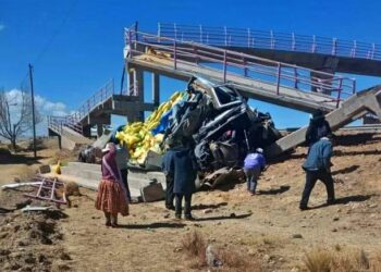 Camión impacta a una pasarela y una persona pierde la vida