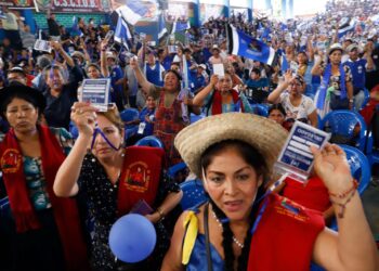 Los delegados militantes del MAS en el congreso de Lauca Ñ.