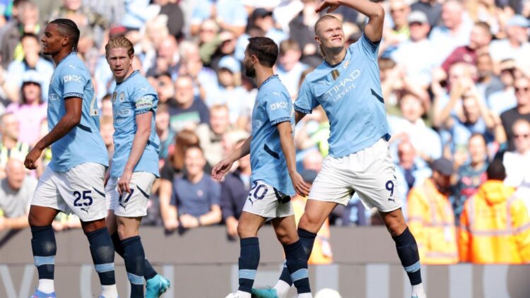 Los jugadores del Manchester City festejan uno de sus goles ante el Ipswich Town