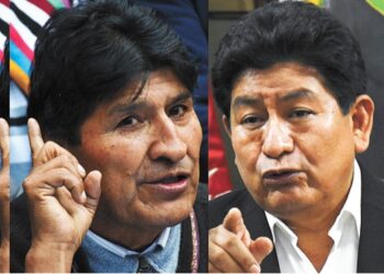 El expresidente Evo Morales y el ministro Édgar Montaño.