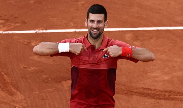 Tennis - French Open - Roland Garros, Paris, France - June 3, 2024 Serbia's Novak Djokovic celebrates after winning his fourth round match against Argentina's Francisco Cerundolo REUTERS/Yves Herman