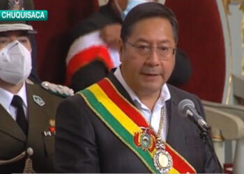 El presidente Luis Arce, en su mensaje presidencial de Sucre,