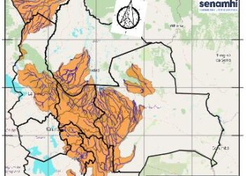 Mapa de la Alerta-hidrologica-Naranja-en-Bolivia del Senamhi