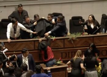Bochorno en la sesión de la Asamblea, algunos legisladores lanzaron objetos a Choquehuanca