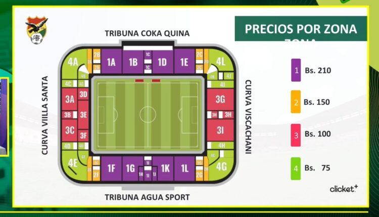 El viernes 8 y el martes 12 se venderán entradas para el Bolivia-Paraguay