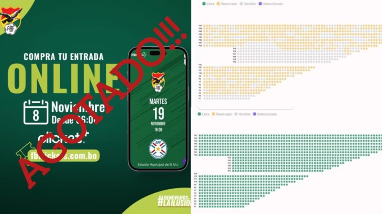 Virtualmente agotadas, las entradas online para el Bolivia-Paraguay
