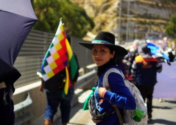 Evaliz Morales, en una movilización del MAS.