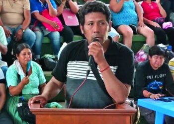 El dirigente Humberto Claros en el ampliado del MAS del domingo.