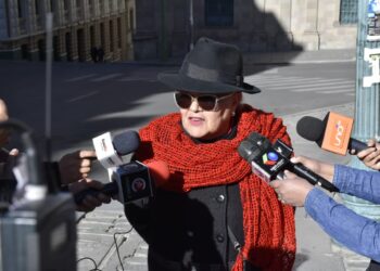 La senadora de CC SIlvia Salame, el sábado en la plaza Murillo.