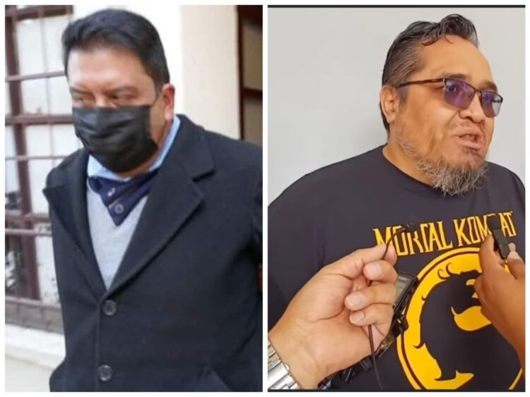 El docente acusado de acoso y su abogado Jhasmany Torrico.