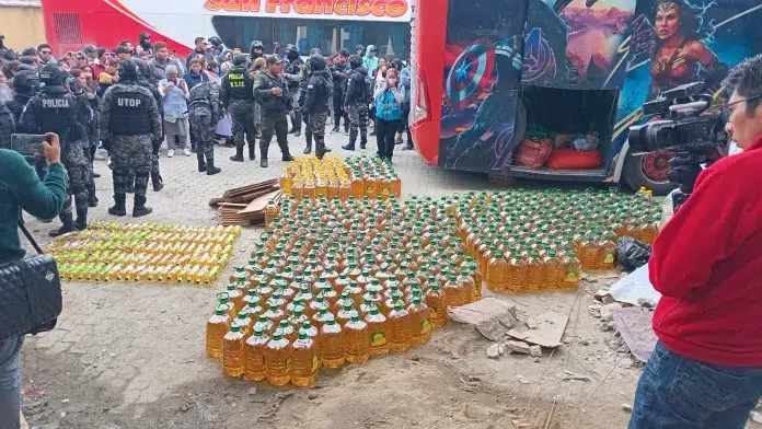 Una denuncia por QR permitió la incautación de aceite en un bus interdepartamental.