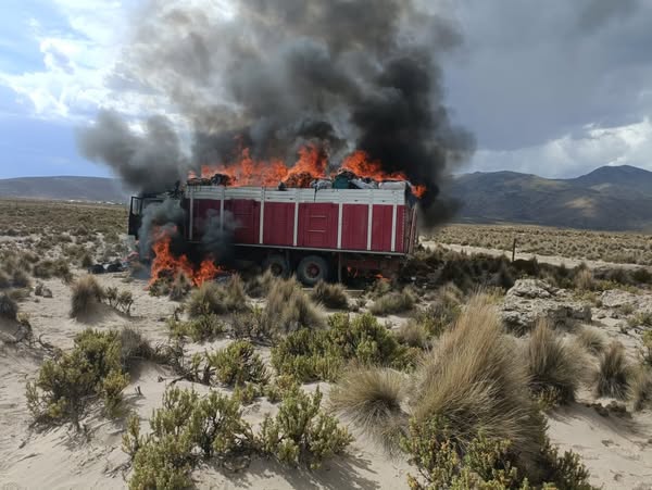 El camión con contrabando fue incinerado