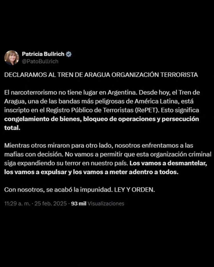 La ministra Patricia Bullrich hizo el anuncio