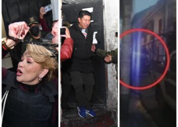 Jeanine Áñez, Marco Pumari y Luis Fernando Camacho fueron trasladados al juzgado esta madrugada.