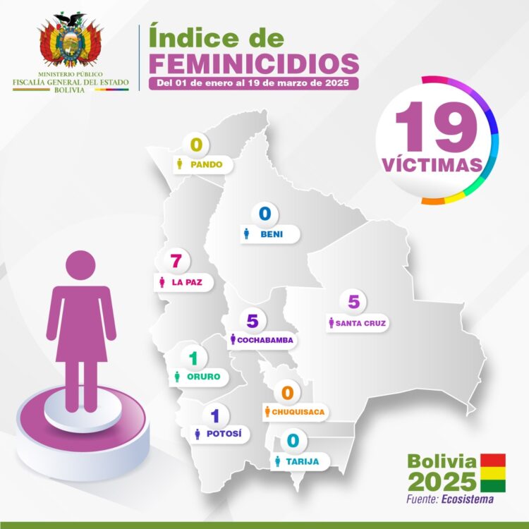 Registro de casos de feminicidios en el país.
