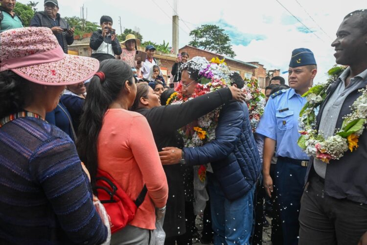 El presidente Luis Arce en Coripata, este sábado.