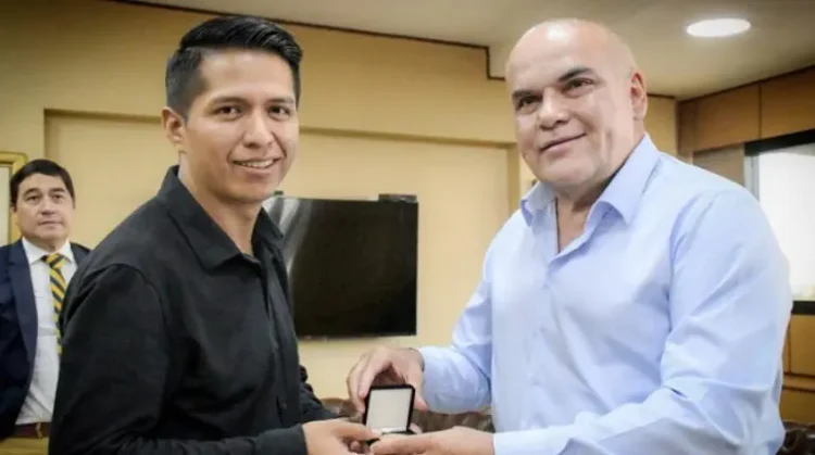 Andrónico Rodríguez junto con su colega senador Basilio Núñez, el sábado en Asunción.