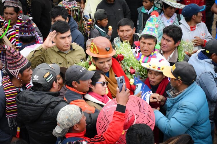 Andrónico Rodríguez, en una concentración en Potosí, este fin de semana.
