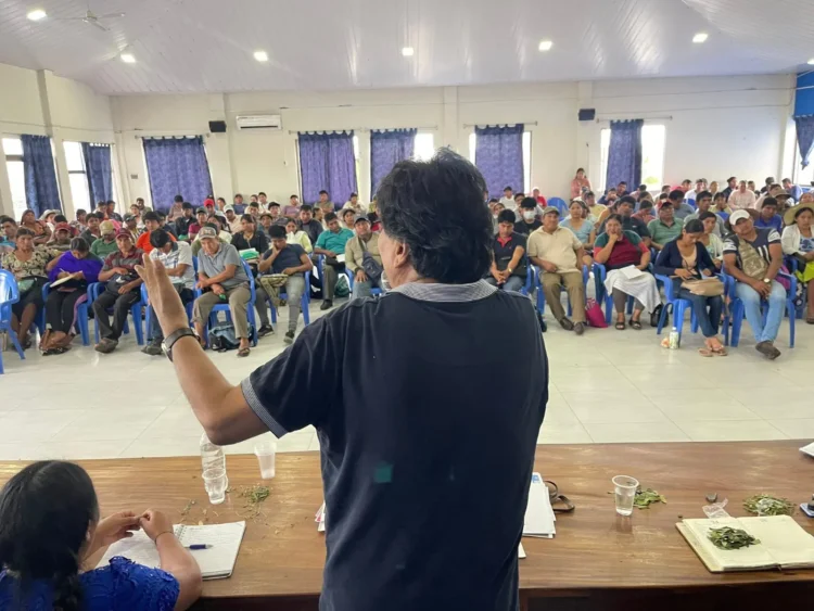 Evo Morales ante sus seguidores en Lauca Ñ. Foto: RRSS Evo Morales