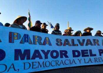Evo Morales, en el inicio de la marcha en Panduro, este miércoles.