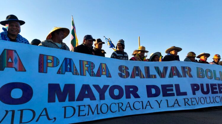 Evo Morales, en el inicio de la marcha en Panduro, este miércoles.