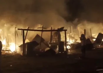 Una veintena de casetas se incendia en San Julián