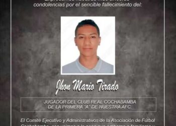 ¡Tragedia!, fallece el jugador Tirado, del club Real Cochabamba