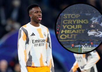 Un tifo en el Etihad se burla de Vinicius por el Balón de Oro ganado por Rodri