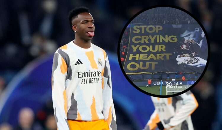 Un tifo en el Etihad se burla de Vinicius por el Balón de Oro ganado por Rodri
