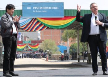 Evo Morales y Alberto Fernández en La Quiaca, en 2020.