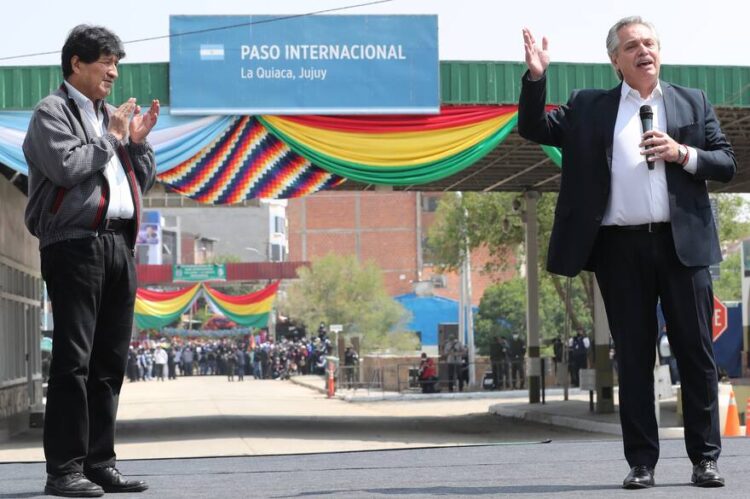 Evo Morales y Alberto Fernández en La Quiaca, en 2020.