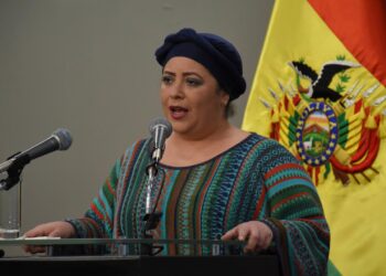 La ministra María Nela Prada, el viernes, cuando Luis Arce esperó a Evo Morales.