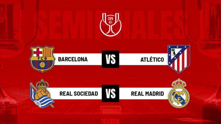 Barcelona-Atlético y Real Sociedad-Real Madrid, semifinales de la Copa del Rey