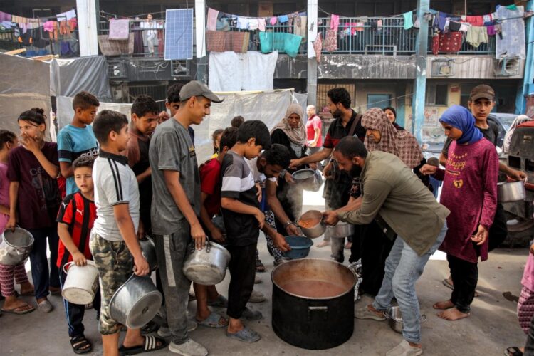 Distribución de comida en Gaza