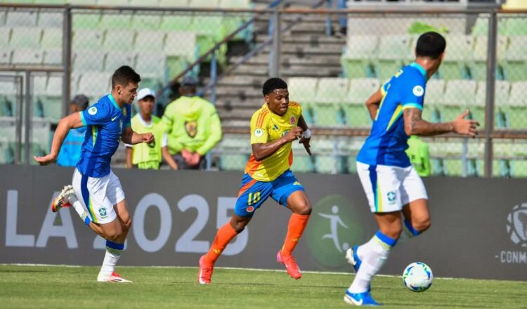 Brasil frena a Colombia con triunfo 1-0 en el Sudamericano Sub-20