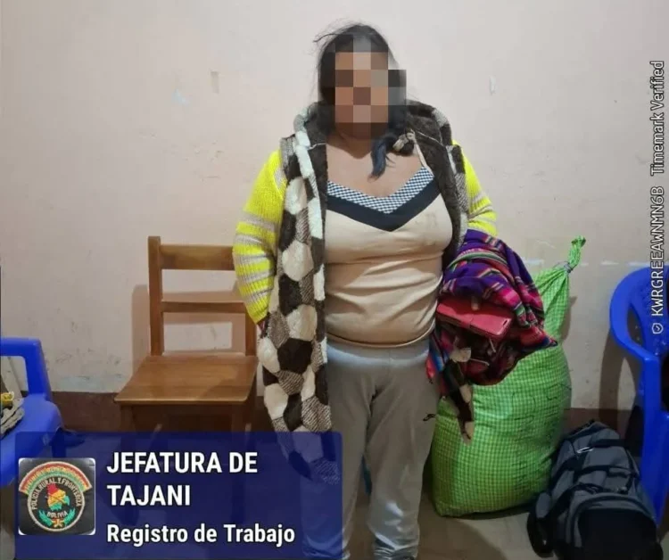 La mujer se encuentra en celdas de la FELCC de El Alto/ Policía Boliviana