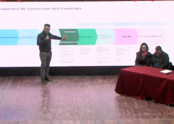 En medio de silbidos, YLB socializa el contrato de litio con la empresa CBC en Potosí