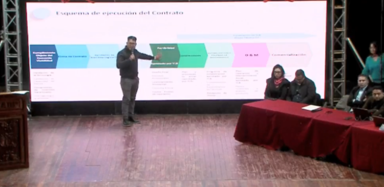 En medio de silbidos, YLB socializa el contrato de litio con la empresa CBC en Potosí