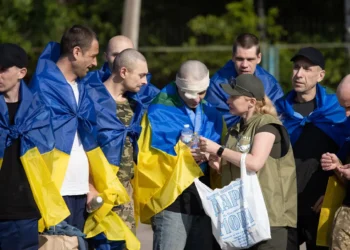 Los prisioneros a su llegada a Kiev/RRSS Volodimir Zelenski
