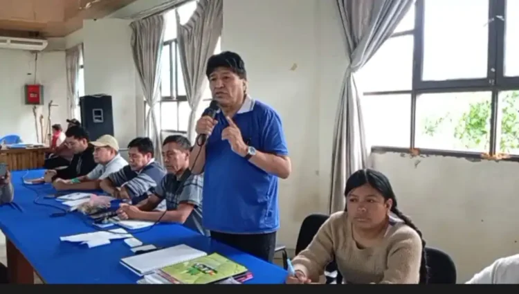 Evo Morales en el ampliado de la Federación del Trópico, este lunes.
