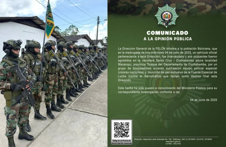 Fuerza antidroga denuncia robo de munición en bloqueos