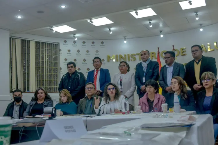 Conferencia de la ministra de Salud, María Renée Castro, con representantes de los nueve sedes. FOTO: Ministerio de Salud