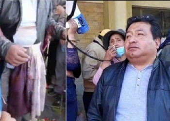 Vecinos visten de pollera al Alcalde de Viacha
