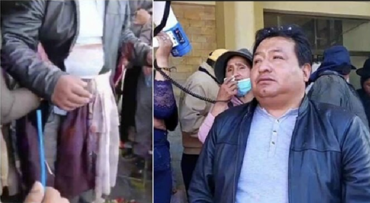 Vecinos visten de pollera al Alcalde de Viacha