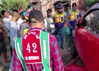 Momento del accidente en Montero. Foto: RRSS