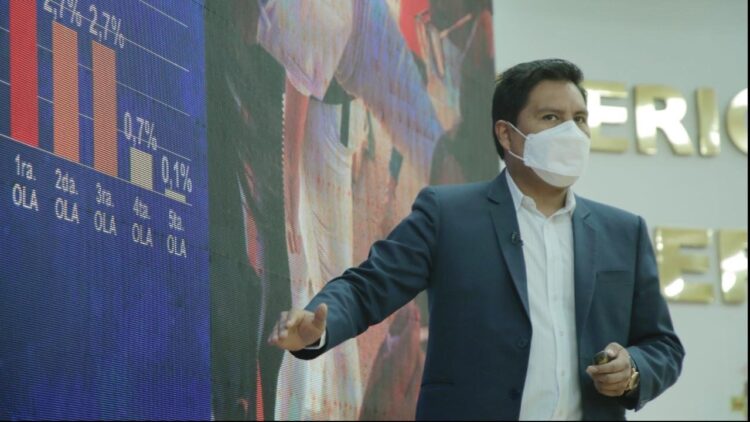 El ministro de Salud, Jeyson Auza, en el reporte semanal contra el Covid-19. Foto: Archivo