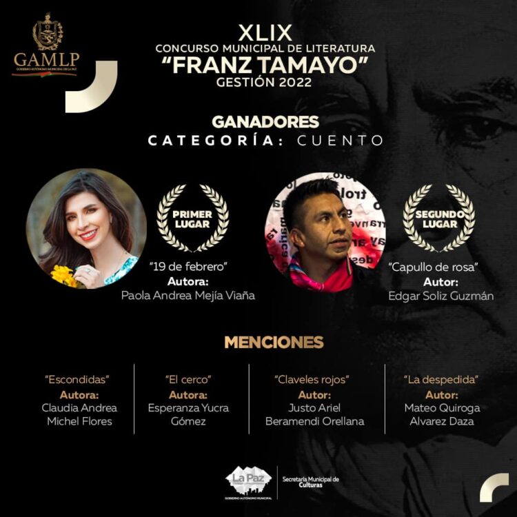 Anuncian a los ganadores del XLIX Concurso de Literatura Franz Tamayo