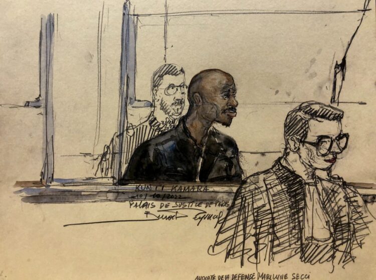 El retrato del juicio de rebelde liberiano Kunti Kamara. Foto: AFP