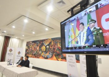 Desde el Brasil, el presidente Luis Arce anuncia el bachillerato a distancia. Foto: Ministerio de Educación